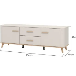 Mobile Porta tv Beige Marrone Rovere 2 Cassetti un Ripiano 154x40x52.5h cm, 2 Ante - Terento