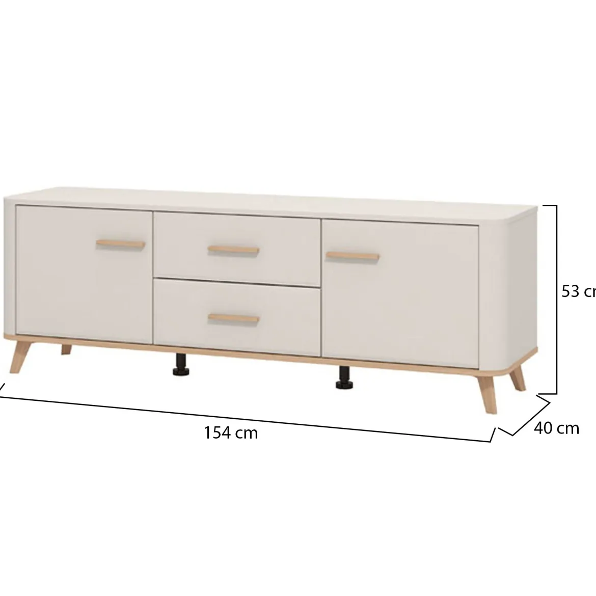 Mobile Porta tv Beige Marrone Rovere 2 Cassetti un Ripiano 154x40x52.5h cm, 2 Ante - Terento