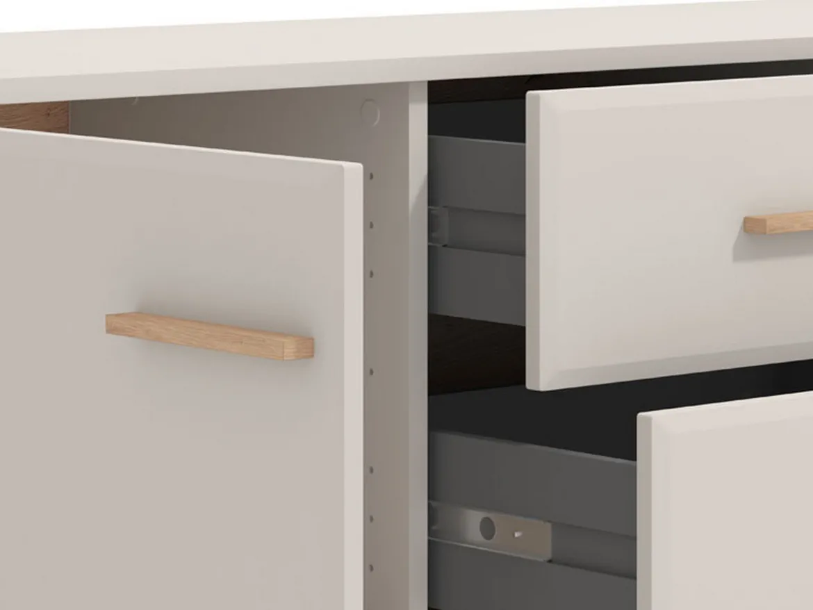 Mobile Porta tv Beige Marrone Rovere 2 Cassetti un Ripiano 154x40x52.5h cm, 2 Ante - Terento