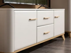 Mobile Porta tv Beige Marrone Rovere 2 Cassetti un Ripiano 154x40x52.5h cm, 2 Ante - Terento