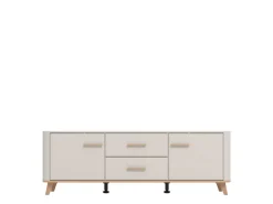 Mobile Porta tv Beige Marrone Rovere 2 Cassetti un Ripiano 154x40x52.5h cm, 2 Ante - Terento