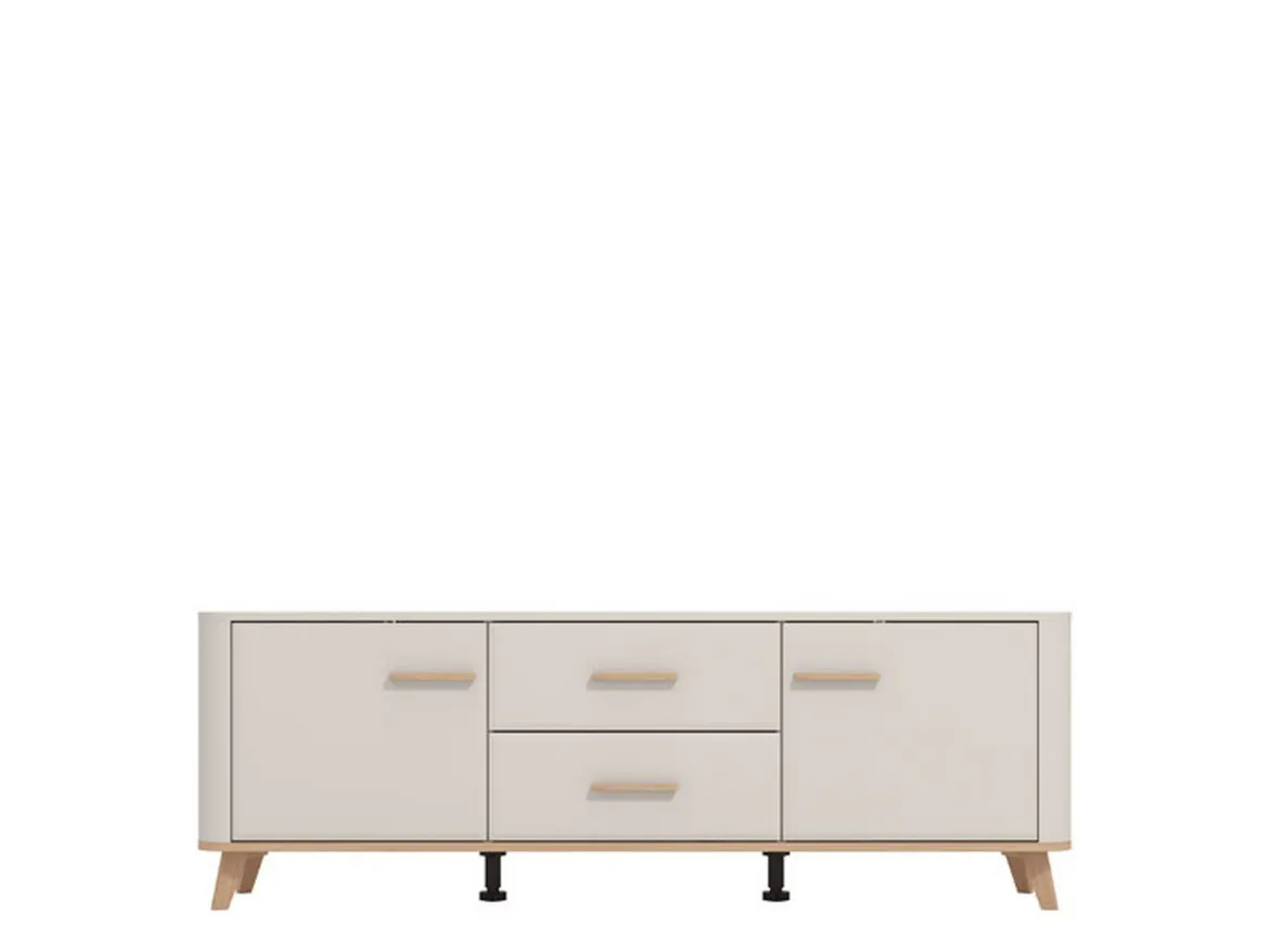 Mobile Porta tv Beige Marrone Rovere 2 Cassetti un Ripiano 154x40x52.5h cm, 2 Ante - Terento