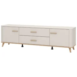 Mobile Porta tv Beige Marrone Rovere 2 Cassetti un Ripiano 179.5x40x52.5h cm, 2 Ante - Gosaldo