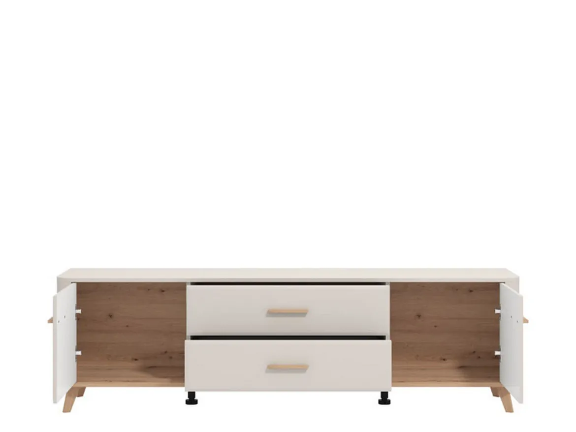 Mobile Porta tv Beige Marrone Rovere 2 Cassetti un Ripiano 179.5x40x52.5h cm, 2 Ante - Gosaldo