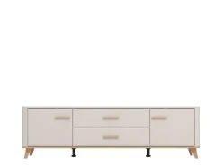 Mobile Porta tv Beige Marrone Rovere 2 Cassetti un Ripiano 179.5x40x52.5h cm, 2 Ante - Gosaldo