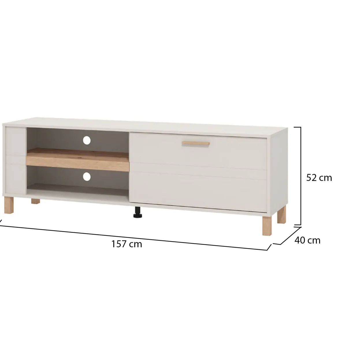 Mobile Porta tv Beige Marrone Rovere 2 Ripiani Un'anta 157x40x52h cm, 3 Vani - Magliolo