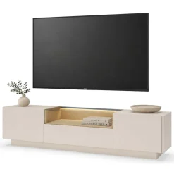 Mobile Porta tv Beige Marrone Rovere un Cassetto 2 Ripiani 176x40x43h cm, 2 Ante - Kakaha
