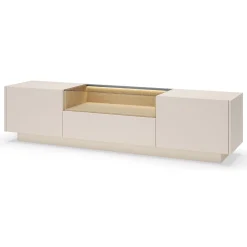 Mobile Porta tv Beige Marrone Rovere un Ripiano 2 Ante 154x41.5x32h cm, 2 Vani - Carcare