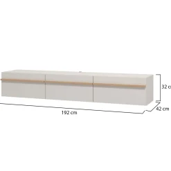Mobile Porta tv Beige Marrone Rovere un Ripiano 3 Ante 192x41.5x32h cm, 3 Vani - Paitone