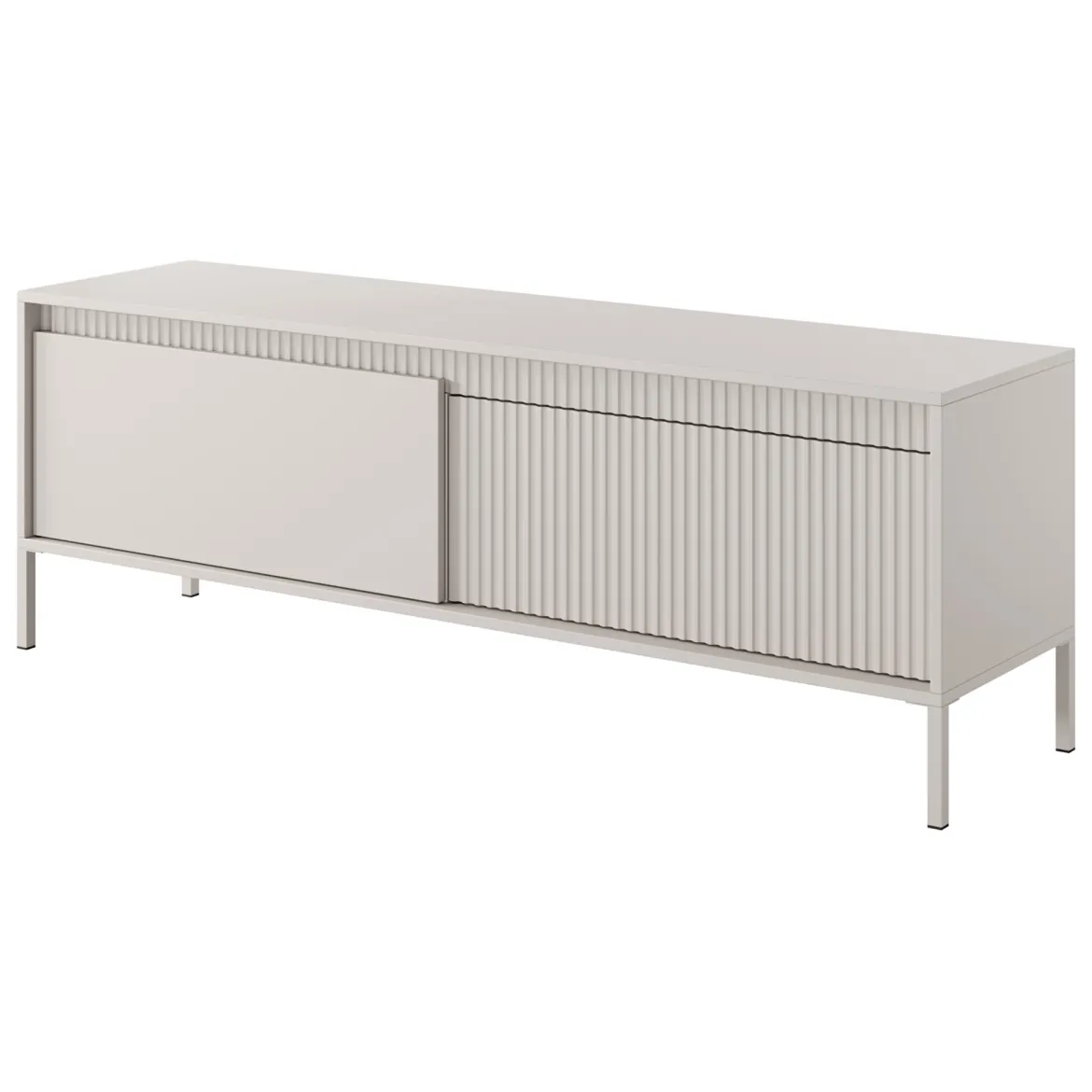 Mobile Porta tv Beige un Ripiano 2 Ante 154x40x53h cm, Anta Effetto Rigato - Kameza