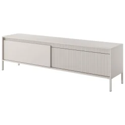 Mobile Porta tv Beige un Ripiano 2 Ante 187x40x53h cm, Ante Effetto Rigato - Kami