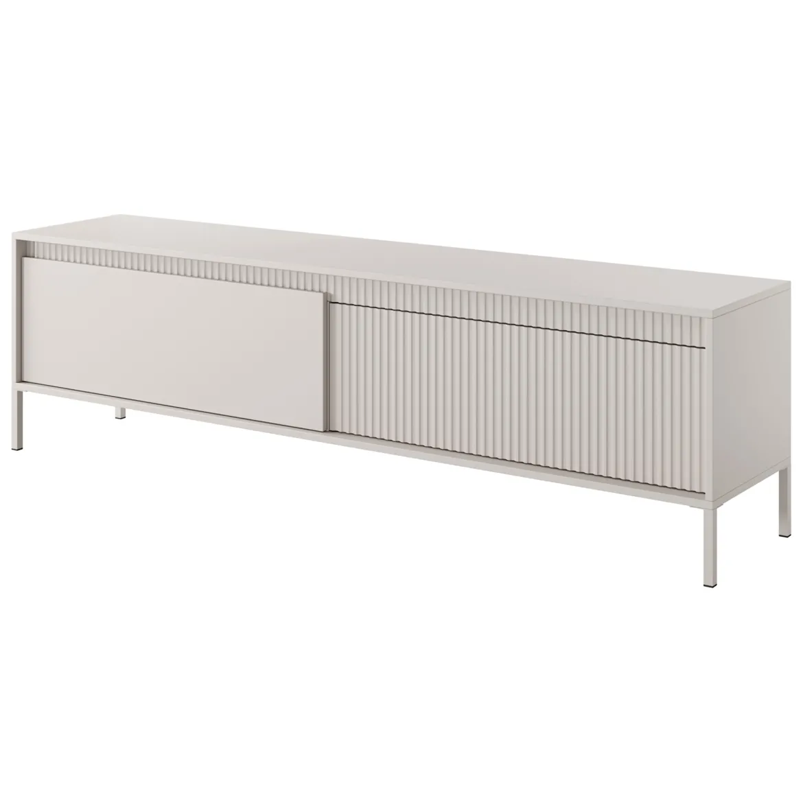 Mobile Porta tv Beige un Ripiano 2 Ante 187x40x53h cm, Ante Effetto Rigato - Kami