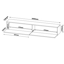 Mobile Porta tv Beige un Ripiano 2 Ante 200x42x57h cm, Caminetto Incluso - Vermezzo