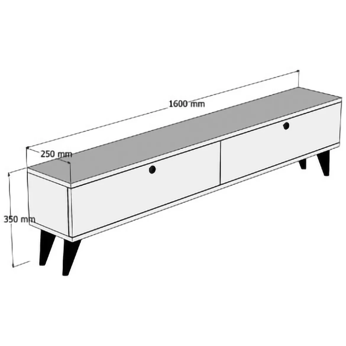 Mobile Porta tv Bianco 2 Ante 2 Vani 160x25x40h cm, Apertura a Ribalta - Atestino