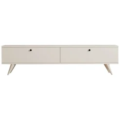 Mobile Porta tv Bianco 2 Ante 2 Vani 160x25x40h cm, Apertura a Ribalta - Atestino