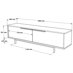 Mobile Porta tv Bianco 2 Ante 2 Vani 160x40x40h cm, Apertura Battente - Loazzolo
