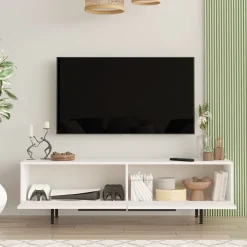Mobile Porta tv Bianco 2 Ante 2 Vani 160x40x40h cm, Apertura Battente - Loazzolo