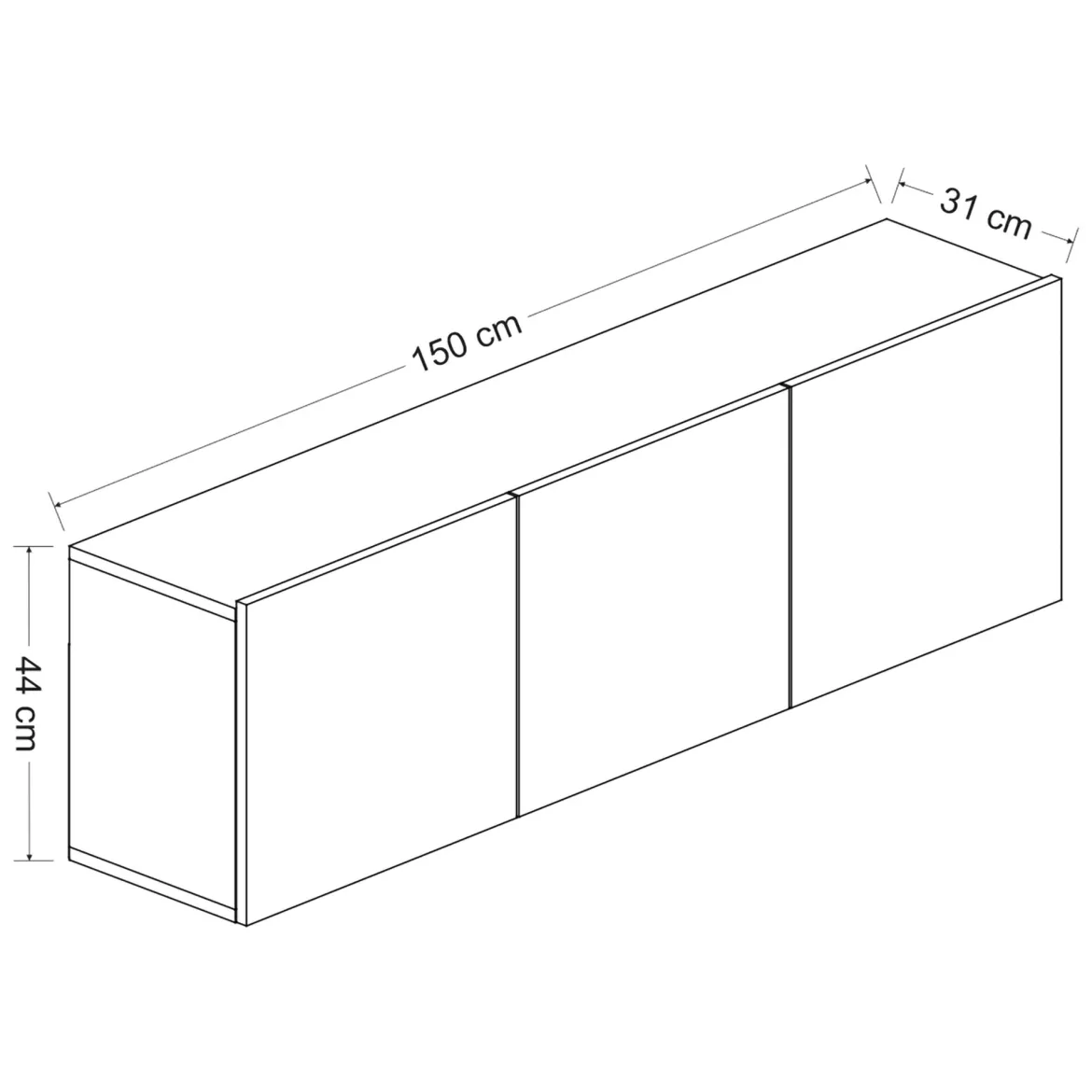 Mobile Porta tv Bianco 3 Ante 3 Vani 150x31x44h cm, Apertura Battente - Osidda