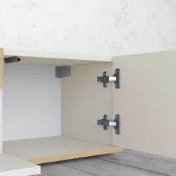 Mobile Porta tv Bianco Cashmere Marrone Rovere Chiaro 3 Ripiani 3 Ante 200x35x30h cm, 4 Vani Made in Italy - Oxanna