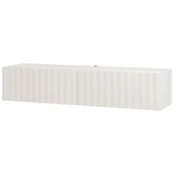 Mobile Porta tv Bianco Crema Beige un Ripiano 2 Ante 154x42x32h cm, 2 Vani - Maderno