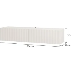 Mobile Porta tv Bianco Crema Beige un Ripiano 2 Ante 154x42x32h cm, 2 Vani - Maderno