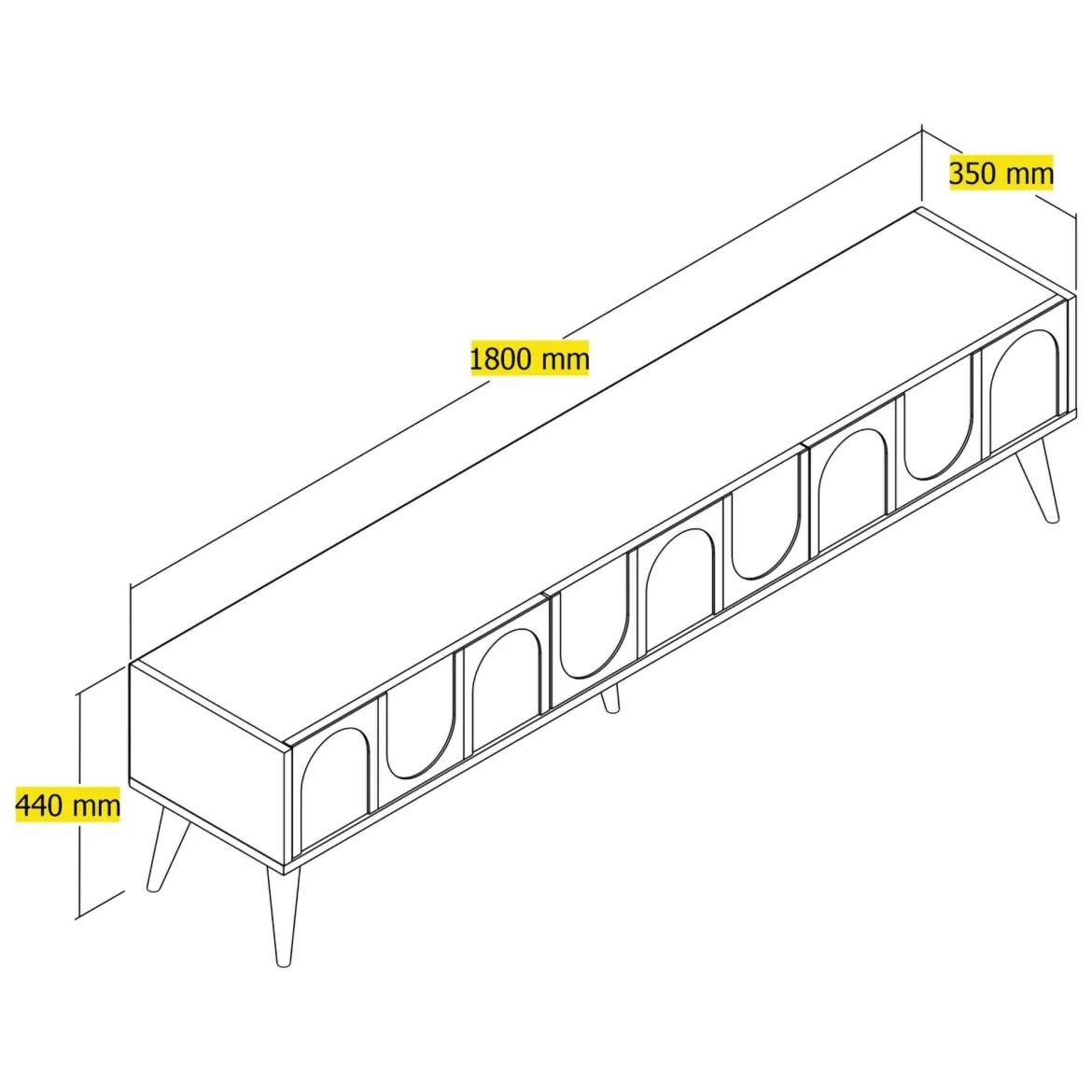 Mobile Porta tv Bianco Crema Marrone Rovere 2 Ripiani 2 Ante 180x47x35h cm, 4 Vani - Cantoira