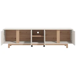 Mobile Porta tv Bianco Crema Marrone Rovere 2 Ripiani 4 Ante 202x40x54h cm, con Piedini - Capaci