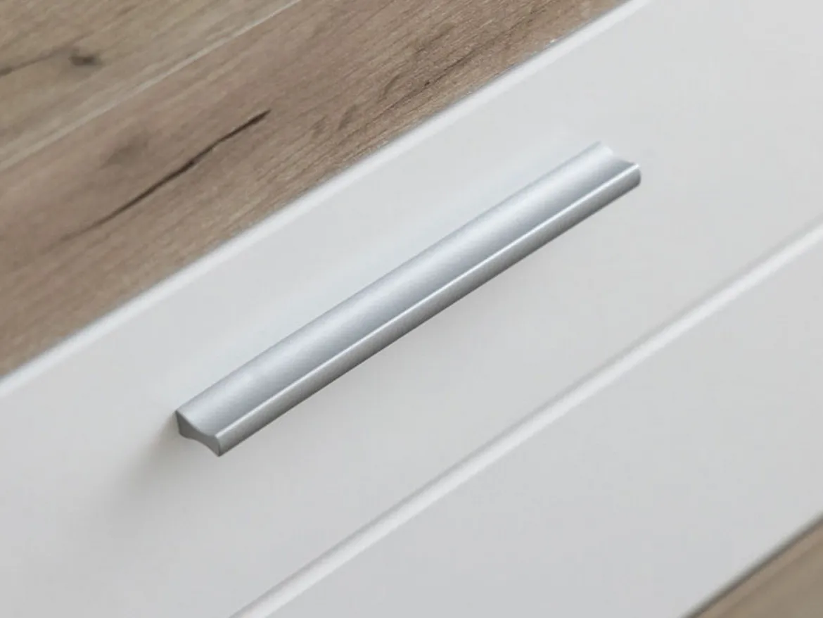 Mobile Porta tv Bianco Crema Marrone Rovere Nodi 2 Ripiani 4 Vani 162x41.5x43.5h cm, Un'anta - Pompu