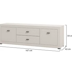 Mobile Porta tv Bianco Crema Nero 2 Ripiani 2 Ante 138x40x52h cm, con Piedini - Cigno