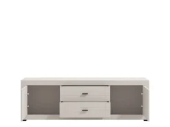 Mobile Porta tv Bianco Crema Nero 2 Ripiani 2 Ante 138x40x52h cm, con Piedini - Cigno