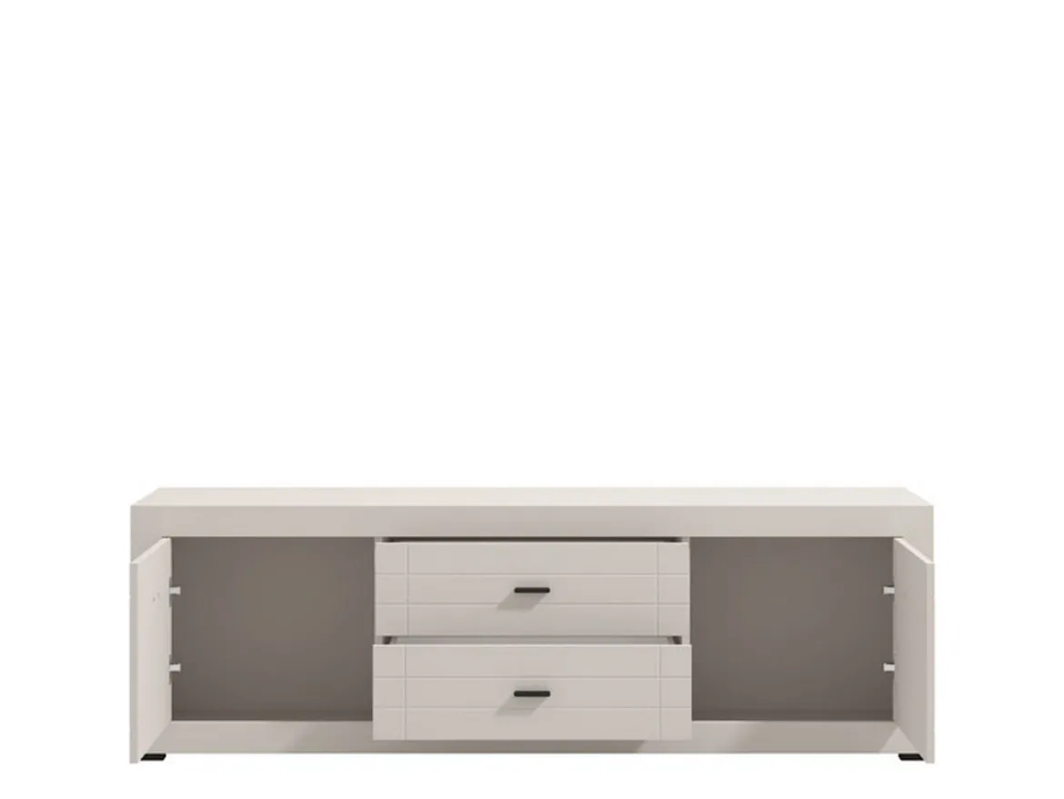 Mobile Porta tv Bianco Crema Nero 2 Ripiani 2 Ante 138x40x52h cm, con Piedini - Cigno