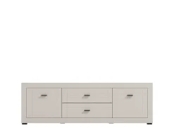 Mobile Porta tv Bianco Crema Nero 2 Ripiani 2 Ante 138x40x52h cm, con Piedini - Cigno