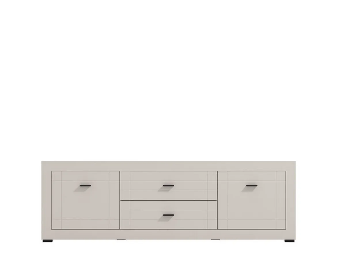 Mobile Porta tv Bianco Crema Nero 2 Ripiani 2 Ante 138x40x52h cm, con Piedini - Cigno