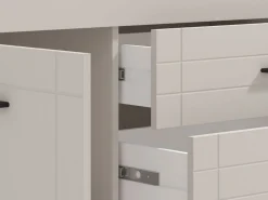 Mobile Porta tv Bianco Crema Nero 2 Ripiani 2 Ante 138x40x52h cm, con Piedini - Cigno