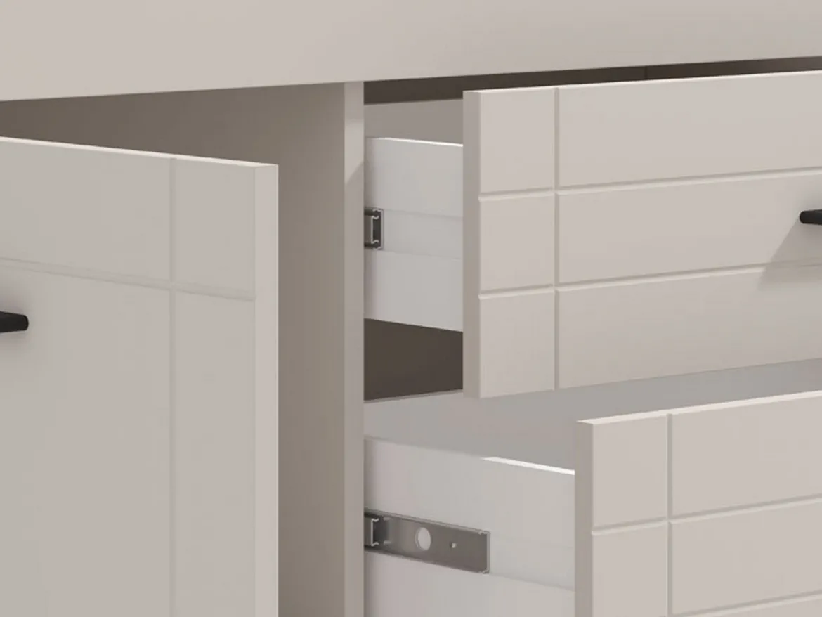 Mobile Porta tv Bianco Crema Nero 2 Ripiani 2 Ante 138x40x52h cm, con Piedini - Cigno