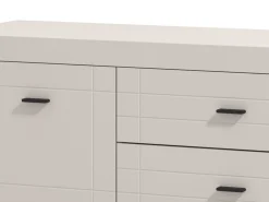 Mobile Porta tv Bianco Crema Nero 2 Ripiani 2 Ante 138x40x52h cm, con Piedini - Cigno