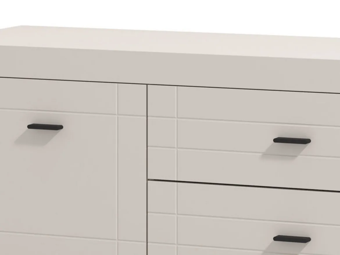 Mobile Porta tv Bianco Crema Nero 2 Ripiani 2 Ante 138x40x52h cm, con Piedini - Cigno