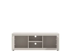 Mobile Porta tv Bianco Crema Nero un Cassetto 2 Ripiani 151x40x52h cm, 2 Ante - Corciano