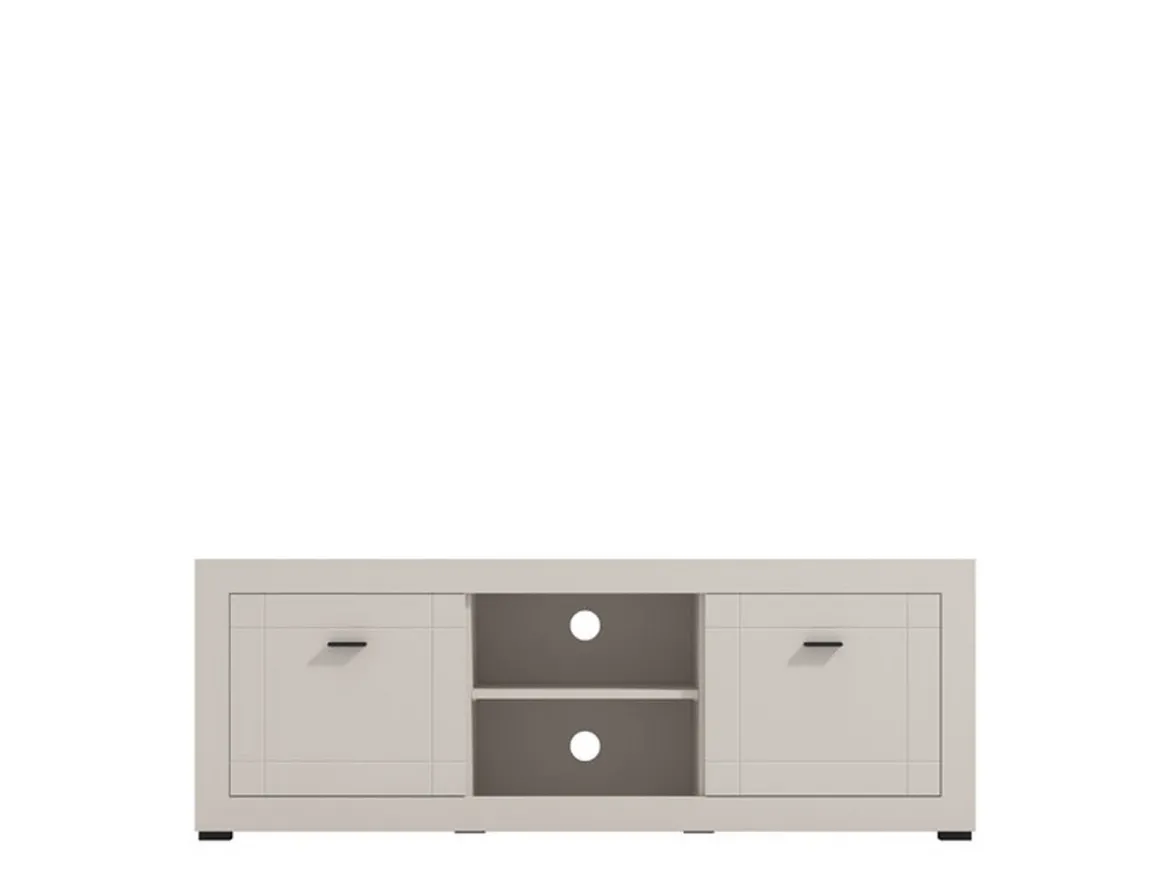 Mobile Porta tv Bianco Crema Nero un Cassetto 2 Ripiani 151x40x52h cm, 2 Ante - Corciano