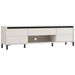 Mobile Porta tv Bianco Crema Nero un Cassetto un Ripiano 183x40x52h cm, 2 Ante - Celico