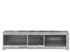 Mobile Porta tv Bianco Grigio Cemento Cassetti Ripiani 137x42x56h cm, 3 Ante - Lucino