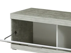 Mobile Porta tv Bianco Grigio Cemento Cassetti Ripiani 137x42x56h cm, 3 Ante - Lucino