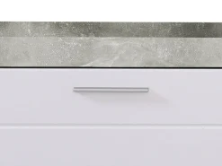 Mobile Porta tv Bianco Grigio Cemento 2 Ripiani Un'anta 162x41.5x43.5h cm, Ripiano in Vetro - Pompu