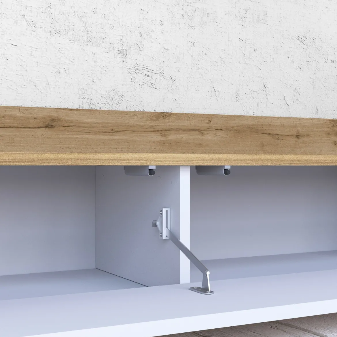 Mobile Porta tv Bianco Lucido un Ripiano 210x43x65h cm, 2 Cassetti - Sinello