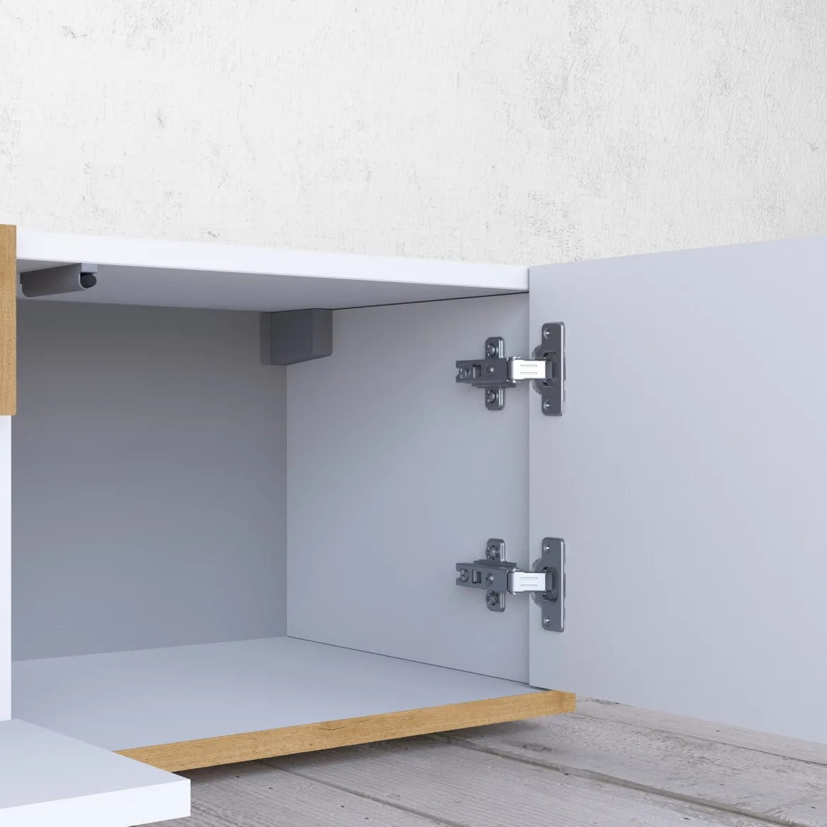 Mobile Porta tv Bianco Lucido un Ripiano 210x43x65h cm, 2 Cassetti - Sinello