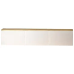 Mobile Porta tv Bianco Marrone Rovere 3 Ante Luci led Incluse 160x32x35h cm, 3 Vani - Marazzi
