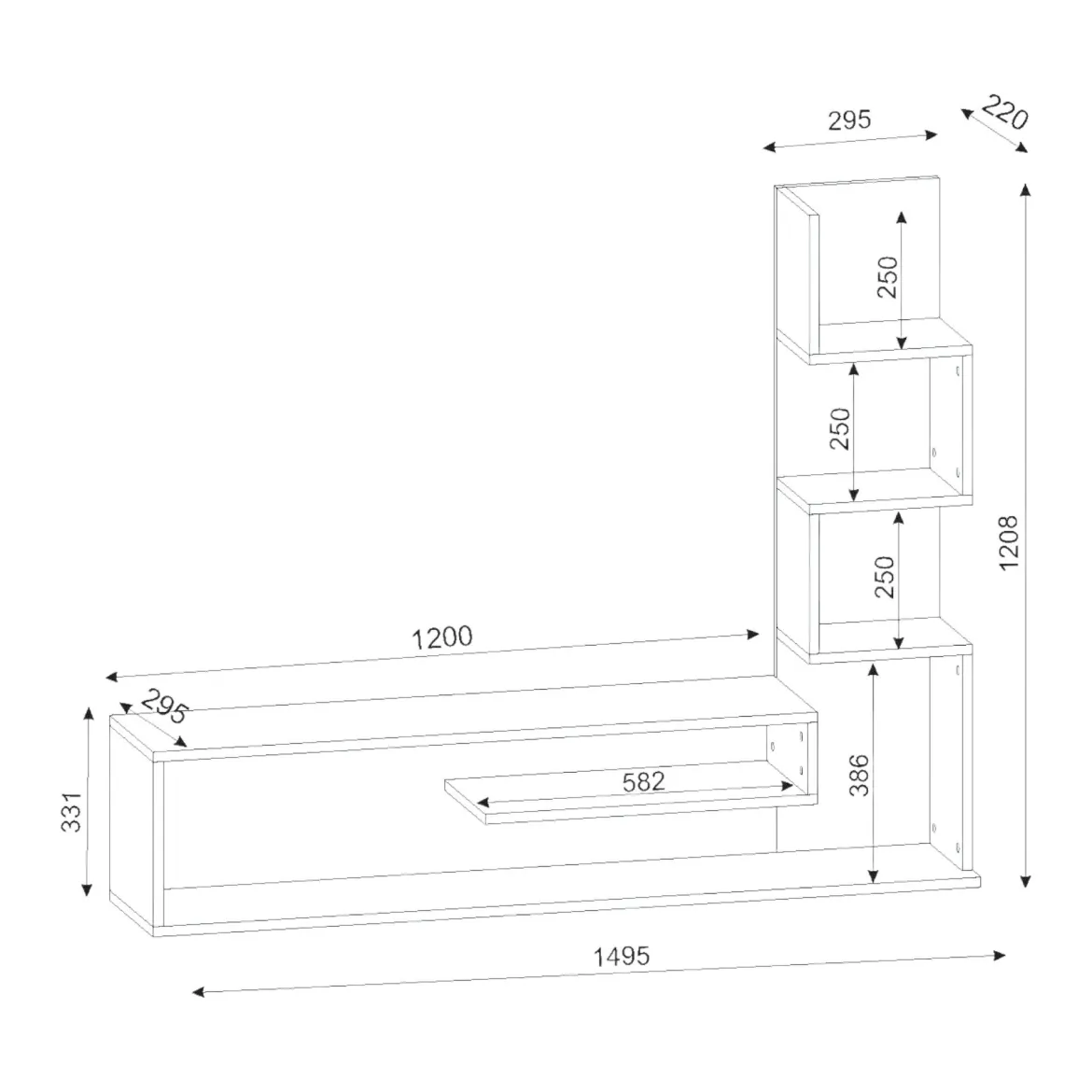 Mobile Porta tv Bianco Marrone Rovere 5 Ripiani Cassetti 29.5x22x120.8h cm, 4 Vani - Armeno