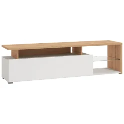 Mobile Porta tv Bianco Marrone Rovere Nodi Modulabile 5 Ripiani 40x185x47h cm, 3 Ante - Benton