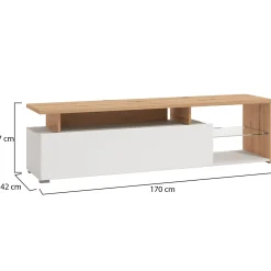 Mobile Porta tv Bianco Marrone Rovere Nodi Modulabile 5 Ripiani 40x185x47h cm, 3 Ante - Benton