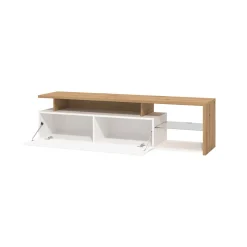 Mobile Porta tv Bianco Marrone Rovere Nodi Modulabile 5 Ripiani 40x185x47h cm, 3 Ante - Benton